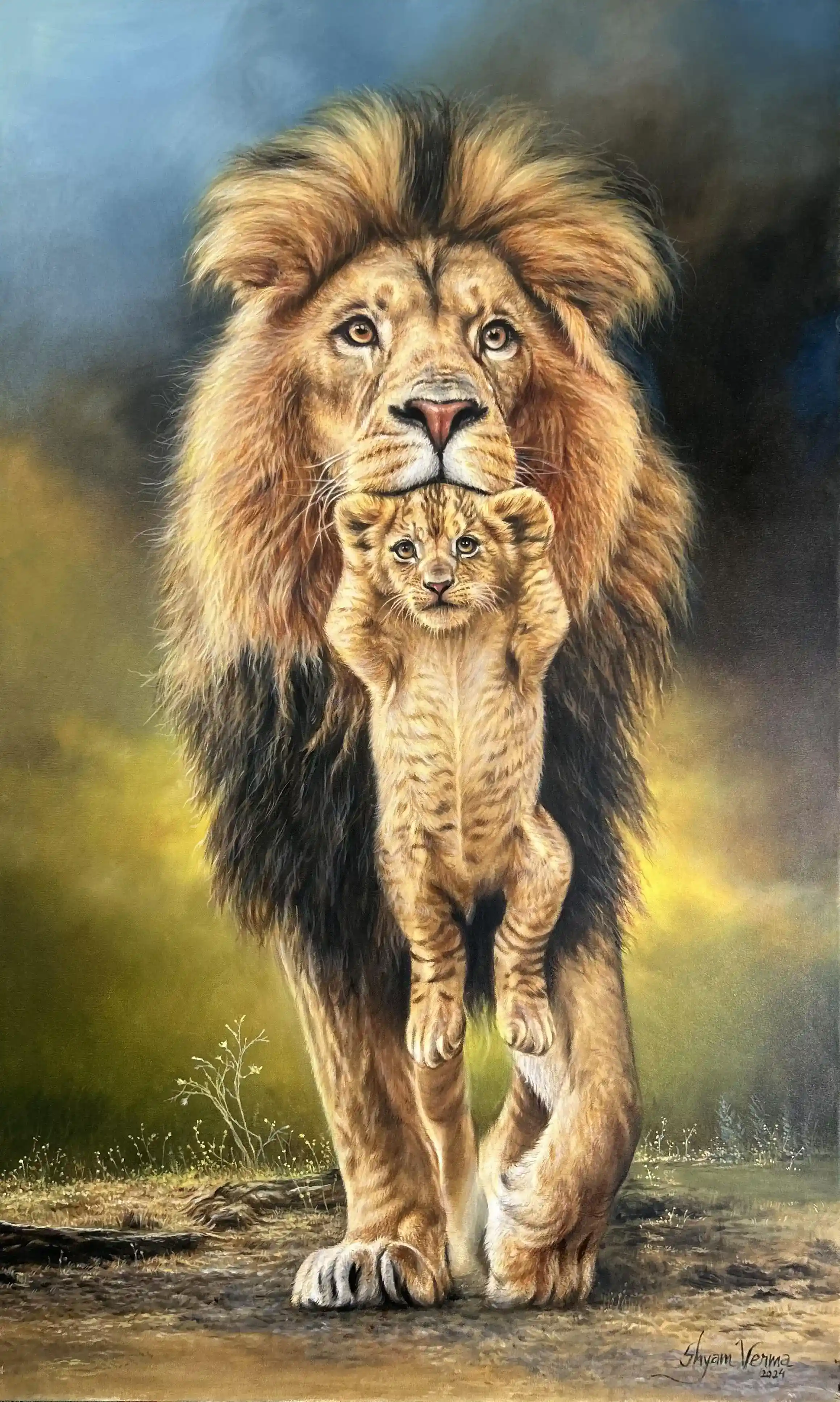 Cub Protectors, Oil Painting, Home decor, Wall decor, Artwork, Handpainted, Art, Painting, VistaPallette
